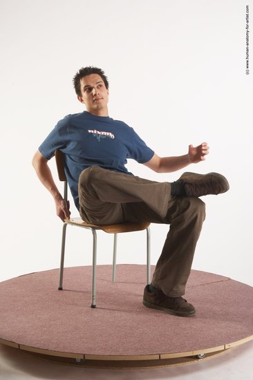 Casual Man White Sitting poses - simple Slim Short Brown Sitting poses - ALL Academic