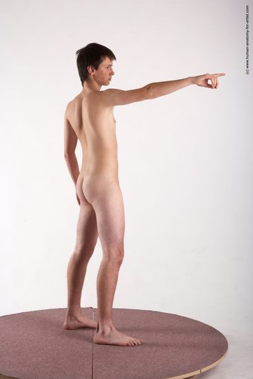 Nude Man White Standing poses - ALL Slim Short Brown Standing poses - simple Realistic