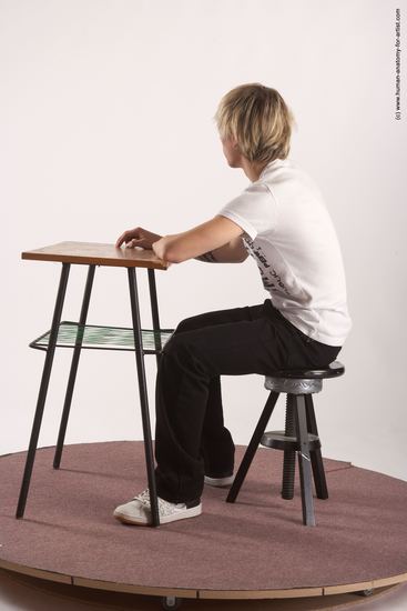 Casual Daily activities Man White Sitting poses - simple Slim Short Brown Sitting poses - ALL Academic