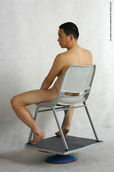 Nude Man Asian Sitting poses - simple Slim Short Black Sitting poses - ALL Realistic