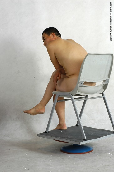 Nude Man Asian Sitting poses - simple Slim Short Black Sitting poses - ALL Realistic