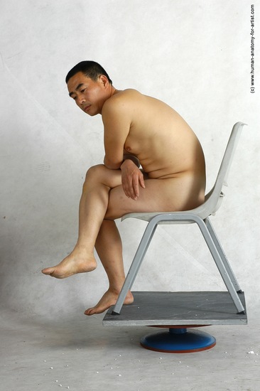 Nude Man Asian Sitting poses - simple Slim Short Black Sitting poses - ALL Realistic