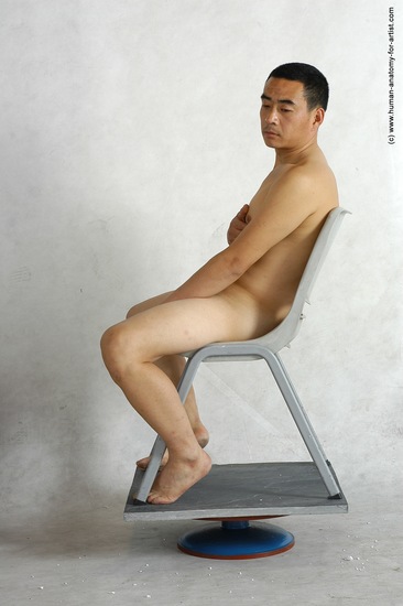 Nude Man Asian Sitting poses - simple Slim Short Black Sitting poses - ALL Realistic