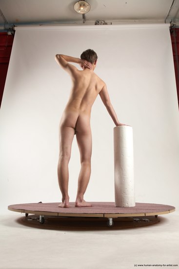 Nude Man White Standing poses - ALL Slim Short Brown Standing poses - simple Multi angles poses Realistic