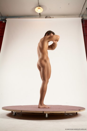 Nude Man White Standing poses - ALL Athletic Short Brown Standing poses - simple Multi angles poses Realistic