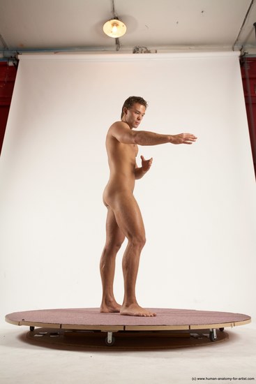 Nude Man White Standing poses - ALL Athletic Short Brown Standing poses - simple Multi angles poses Realistic