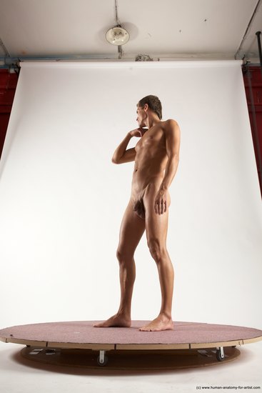 Nude Man White Standing poses - ALL Athletic Short Brown Standing poses - simple Multi angles poses Realistic