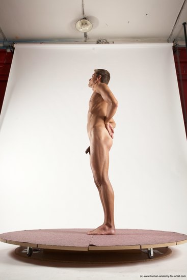 Nude Man White Standing poses - ALL Athletic Short Brown Standing poses - simple Multi angles poses Realistic