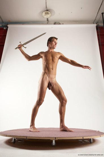 Nude Fighting with rifle Man White Standing poses - ALL Athletic Short Brown Standing poses - simple Multi angles poses Realistic