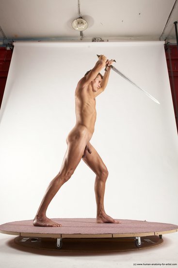 Nude Fighting with rifle Man White Standing poses - ALL Athletic Short Brown Standing poses - simple Multi angles poses Realistic