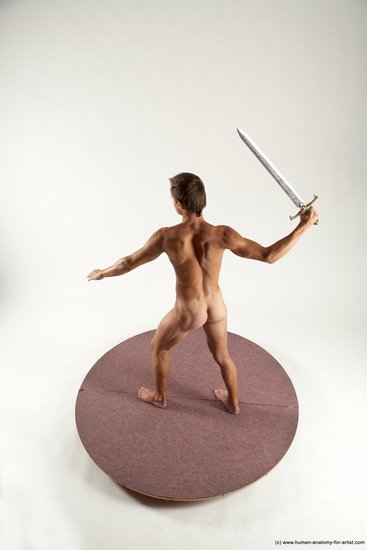 Nude Fighting with rifle Man White Standing poses - ALL Athletic Short Brown Standing poses - simple Multi angles poses Realistic