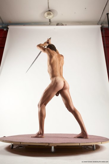 Nude Fighting with rifle Man White Standing poses - ALL Athletic Short Brown Standing poses - simple Multi angles poses Realistic