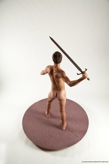 Nude Fighting with rifle Man White Standing poses - ALL Athletic Short Brown Standing poses - simple Multi angles poses Realistic