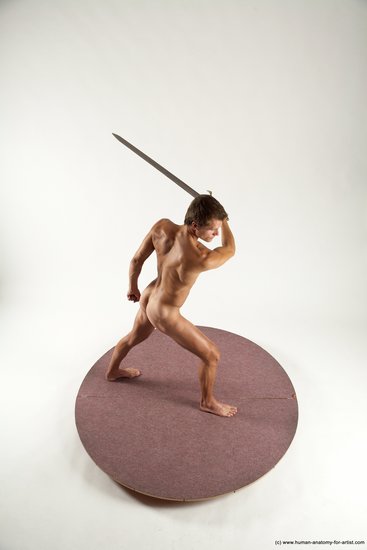 Nude Fighting with rifle Man White Standing poses - ALL Athletic Short Brown Standing poses - simple Multi angles poses Realistic