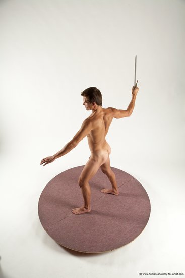 Nude Fighting with rifle Man White Standing poses - ALL Athletic Short Brown Standing poses - simple Multi angles poses Realistic