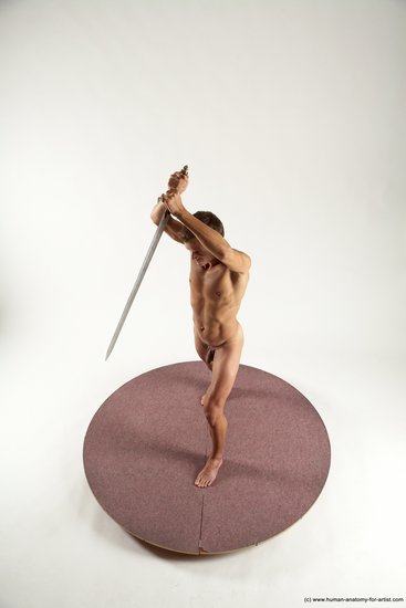 Nude Fighting with rifle Man White Standing poses - ALL Athletic Short Brown Standing poses - simple Multi angles poses Realistic