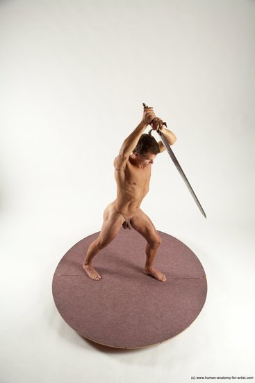 Nude Fighting with rifle Man White Standing poses - ALL Athletic Short Brown Standing poses - simple Multi angles poses Realistic