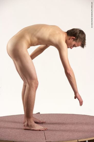 Nude Man White Standing poses - ALL Slim Short Brown Multi angles poses Realistic