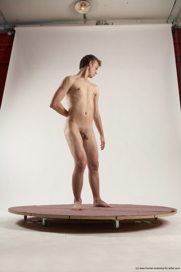 Nude Man White Standing poses - ALL Slim Short Brown Standing poses - simple Multi angles poses Realistic