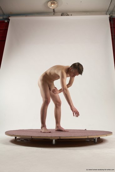 Nude Man White Standing poses - ALL Slim Short Brown Standing poses - bend over Multi angles poses Realistic