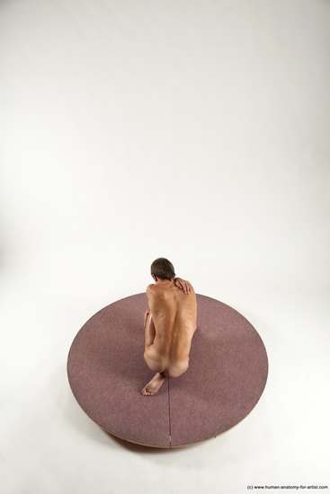 Nude Man White Kneeling poses - ALL Athletic Short Brown Kneeling poses - on one knee Multi angles poses Realistic