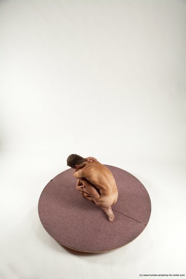 Nude Man White Kneeling poses - ALL Athletic Short Brown Kneeling poses - on one knee Multi angles poses Realistic