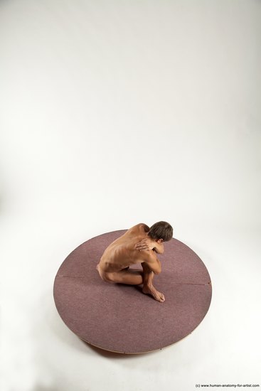 Nude Man White Kneeling poses - ALL Athletic Short Brown Kneeling poses - on one knee Multi angles poses Realistic