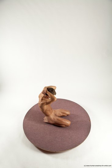 Nude Man White Athletic Short Brown Sitting poses - ALL Sitting poses - on knees Multi angles poses Realistic