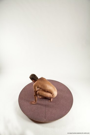 Nude Man White Kneeling poses - ALL Athletic Short Brown Kneeling poses - on one knee Multi angles poses Realistic