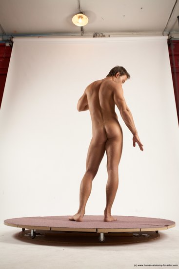 Nude Man White Standing poses - ALL Athletic Short Brown Standing poses - simple Multi angles poses Realistic