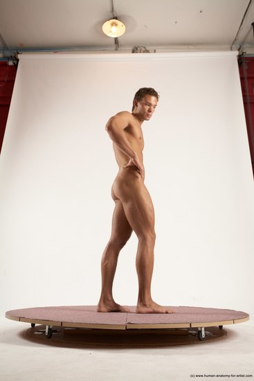 Nude Man White Standing poses - ALL Athletic Short Brown Standing poses - simple Multi angles poses Realistic