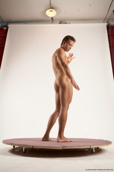 Nude Man White Standing poses - ALL Athletic Short Brown Standing poses - simple Multi angles poses Realistic