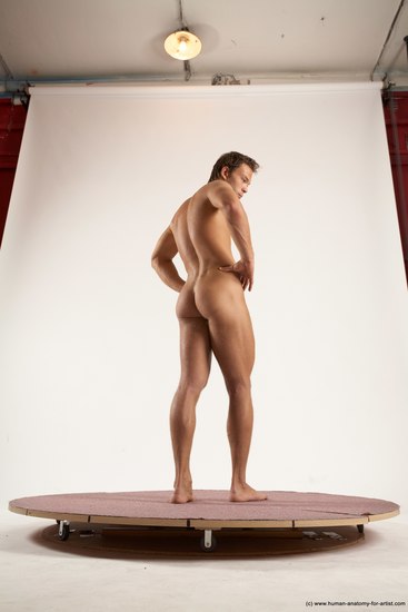 Nude Man White Standing poses - ALL Athletic Short Brown Standing poses - simple Multi angles poses Realistic