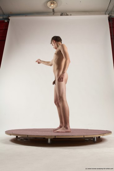 Nude Man White Standing poses - ALL Slim Short Brown Standing poses - simple Multi angles poses Realistic