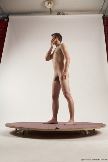 Nude Man White Standing poses - ALL Slim Short Brown Standing poses - simple Multi angles poses Realistic