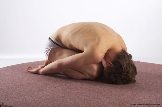 Underwear Man White Kneeling poses - ALL Athletic Short Brown Kneeling poses - on both knees Academic