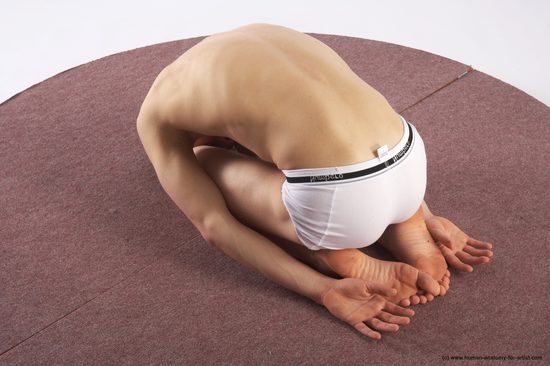 Underwear Man White Kneeling poses - ALL Athletic Short Brown Kneeling poses - on both knees Academic