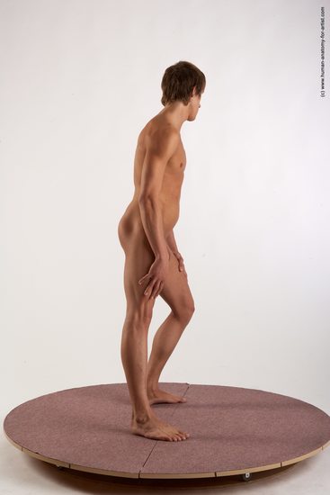 Nude Man White Standing poses - ALL Slim Short Brown Standing poses - simple Realistic