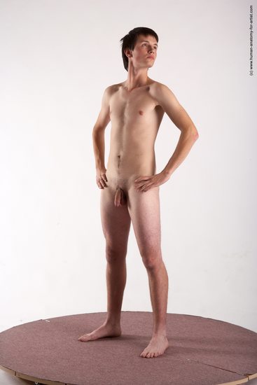 Nude Man White Standing poses - ALL Slim Short Brown Standing poses - simple Realistic