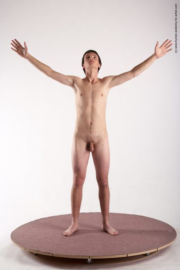 Nude Man White Standing poses - ALL Slim Short Brown Standing poses - simple Realistic