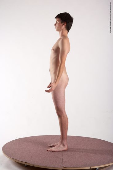 Nude Man White Standing poses - ALL Slim Short Brown Standing poses - simple Realistic