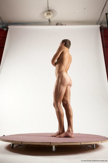 Nude Man White Standing poses - ALL Athletic Short Brown Standing poses - simple Multi angles poses Realistic