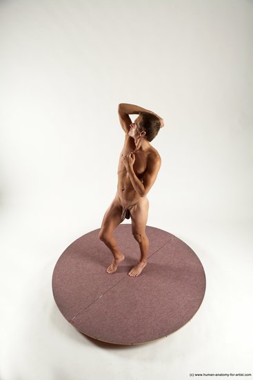 Nude Man White Standing poses - ALL Athletic Short Brown Standing poses - simple Multi angles poses Realistic