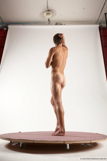 Nude Man White Standing poses - ALL Athletic Short Brown Standing poses - simple Multi angles poses Realistic