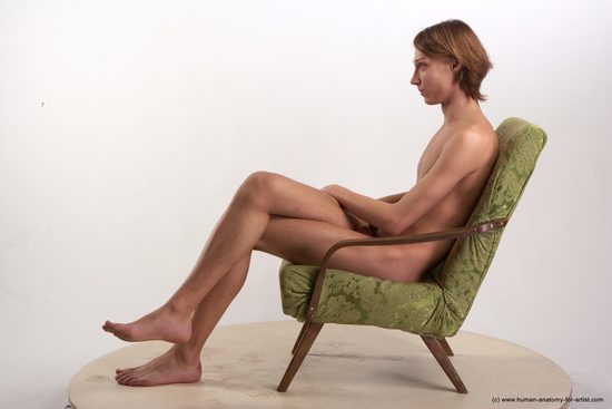 Nude Man White Sitting poses - simple Underweight Medium Brown Sitting poses - ALL Realistic