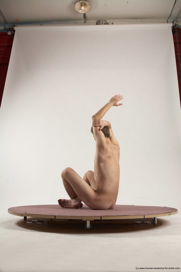 Nude Man White Sitting poses - simple Slim Short Brown Sitting poses - ALL Multi angles poses Realistic