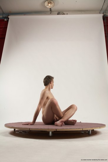 Nude Man White Sitting poses - simple Slim Short Brown Sitting poses - ALL Multi angles poses Realistic