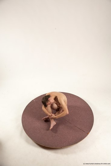 Nude Man White Sitting poses - simple Slim Short Brown Sitting poses - ALL Multi angles poses Realistic