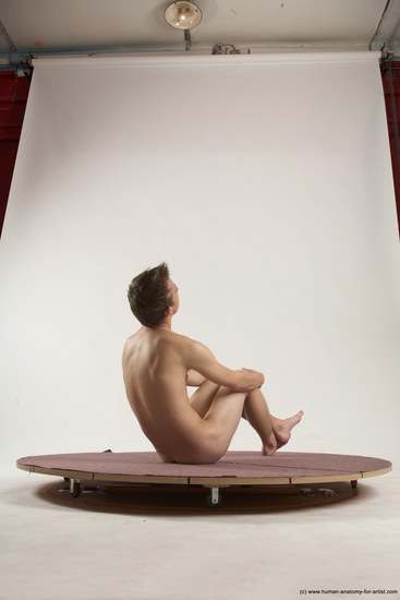 Nude Man White Sitting poses - simple Slim Short Brown Sitting poses - ALL Multi angles poses Realistic