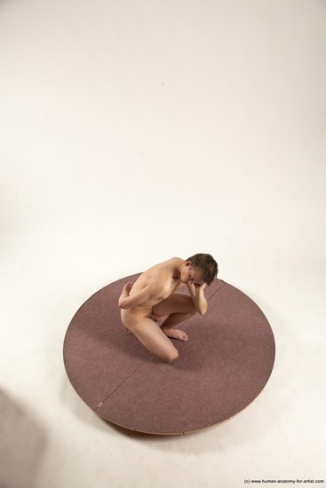 Nude Man White Sitting poses - simple Slim Short Brown Sitting poses - ALL Multi angles poses Realistic